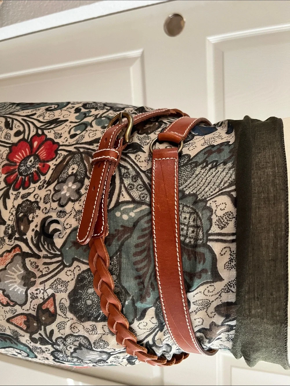 Echo Braided Leather Belt in Chestnut Brown with Silver Buckle